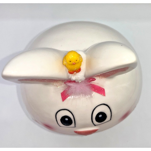 Vintage Ceramic Chick inside Ceramic Bunny Diorama Deb O. Original Designs OOAK - Picture 12 of 16